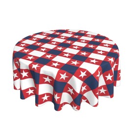 DEKIFNHG 4th of July Round Tablecloth 60 Inch, Patriotic Star Decorations Round Table Cloth for Independence Day Holiday Picnic Party Indoor Outdoor