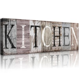 DCMVJHZV Kitchen Signs Canvas Wall Art Rustic Kitchen Wall Decor Retro Farmhouse Kitchen Sign Print Kitchen Quotes Painting Picture With Solid Wood Inner Frame Kitchen Decor Ready to Hang(8"x24")