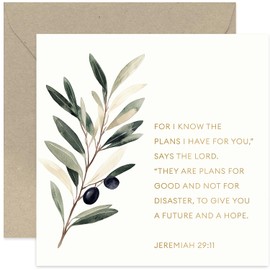 Religious Sympathy Cards for Family or Friends - ' For I Know' Special Greeting Cards for Support, Loss, Bereavement - Heartfelt Sentimental Words | Bible Verse Card