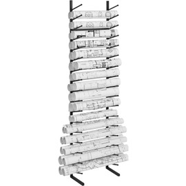 Happybuy Blueprint Storage Rack, Hanging Poster Display Rack 16-Tier, Vertical Blueprint Roll File Holder 2 Rolls/tire, Roll File Storage Rack for Blueprint Map Poster