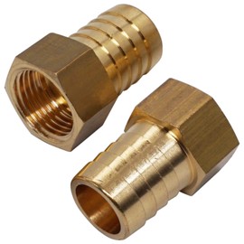 SKIR'CO 2 pcs Female Thread Barb Brass Fitting 1/2" x 20 mm, Hose Barbed Adapter, Hose Tail Connector, BSP Thread