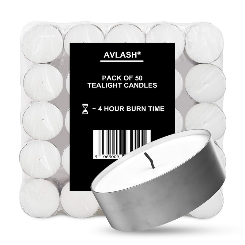 Avlash ® Pack of 50-4 Hour Burning Time Unscented Tea