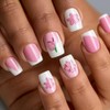 Square Press on Nails Short Fake Nails Pink False Nails