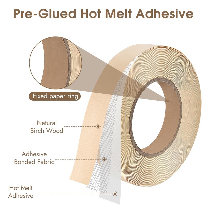 BEVTEE Wood Edge Banding 3/4 in × 50 ft, Iron