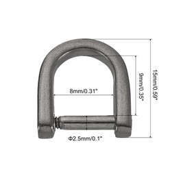 uxcell D-Rings Screw in Shackle, 8Pcs 0.35 Inch Zinc Alloy Horseshoe U Shape D Ring Buckles for Purse DIY Leather Craft Keychain, Metallic Black