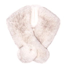 Futrzane Siberian Stole - 20s Faux Fur Stole Women's - Faux Fur Collar, White with Black Siberian