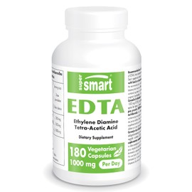 Supersmart - EDTA 1000mg per Day - Calcium Disodium EDTA Supplement | Non-GMO & Gluten Free - 180 Vegetarian Capsules
