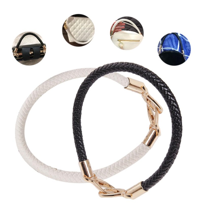 Gativs Leather Handbag Handles Pack of 2 Replacement Black White