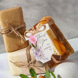 Summer-Ray 50pcs Thank You for Popping by Favors Gift Tags with Calla Lilly (Pink)