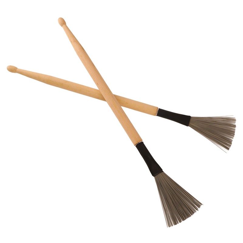 2Pcs Drum Stick Brush Wood Retractable Wire Combination Musical Instrument