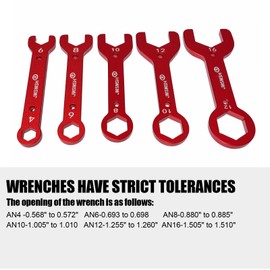 JMSMSH Aluminum AN Combination Wrench Set 5 (Red,AN4 AN6 AN8 AN10 AN12 AN16