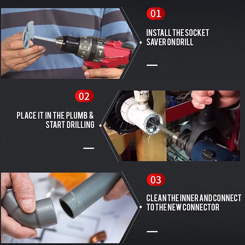 Plumbing Fitting Saver Bit Socket 1/4in Power Drill Pipe Reamer