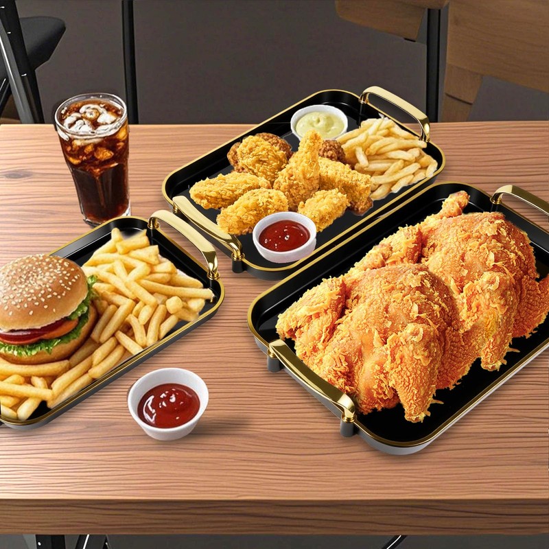 Aayoruro Serving Tray with Handles Set of 3 Rectangular Large