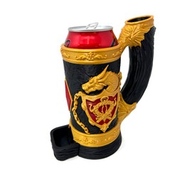 MunnyGrubbers - Dragon Mug Dice Tower with Tray - No Paint Odorless Insulated Cup Can Dice Tower - (Random 7PCS D20 Dice Set Included) - Dungeons and Dragons - DND Gift - (Black/Gold/Red)