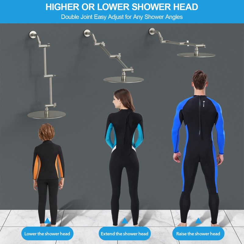 Lordear Shower Arm Extension 16 Inch Foldable Shower Head Extension
