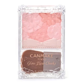 Canmake Grow Fleur Cheeks, 18 Peach Whip Fleur, Powder Cheek, Milky Coral, Glossy, Transparency