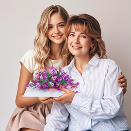 DISJOURNEY Pop Up Flower Greeting Card - Mothers Day Cards for Mom, Wive and Grandmother - Pop Up Card for Birthday, Thank Yous, Get Well or Any Occasion