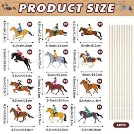 Funnymoom 24 Sets Horse Table Centerpieces Sticks Horse Party Decorations Table Toppers for Derby Racing Festival Supplies Equestrian Western Derby Birthday Baby Shower Party Decor