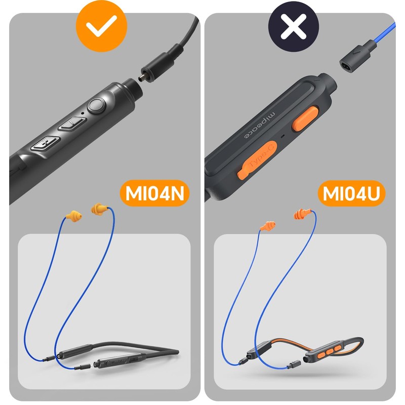 MIPEACE 2pcs Replacement Work Earbuds Cables for Model#MI04N Wireless Neckband