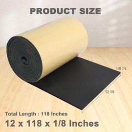 Storystore Foam Rubber Sheet with Adhesive, 12 x 118 x 1/8 Inch Closed Cell Insulation Neoprene Foam Sheet, Multi-Function Soundproof Weatherproof Foam Padding
