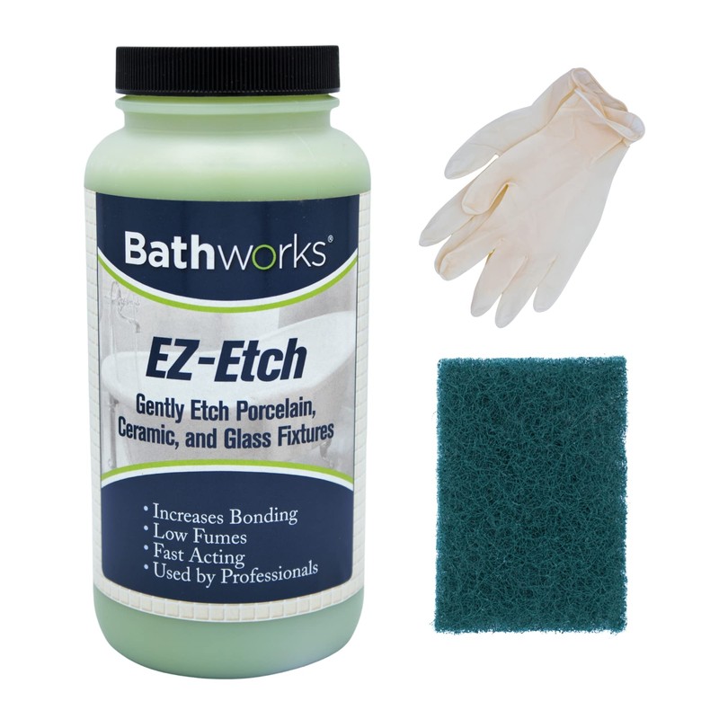 BATHWORKS Bathtub Refinishing Kit - Bundle- Bone- EZ Etch &