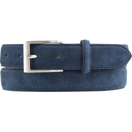 BELTINGER Italian Suede Belt 30mm Wide Mens Suede Suit Belt Trouser Belt Buckle Silver, Navy, Silver