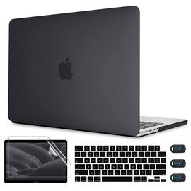 CISSOOK Matte Black Hard Cover for MacBook Pro 14 Inch Case 2021 2022 Release Model A2442 M1 Pro Max with Touch ID, Plastic Hard Case for Pro 14" A2442 with Keyboard Cover and Screen Protector, Black