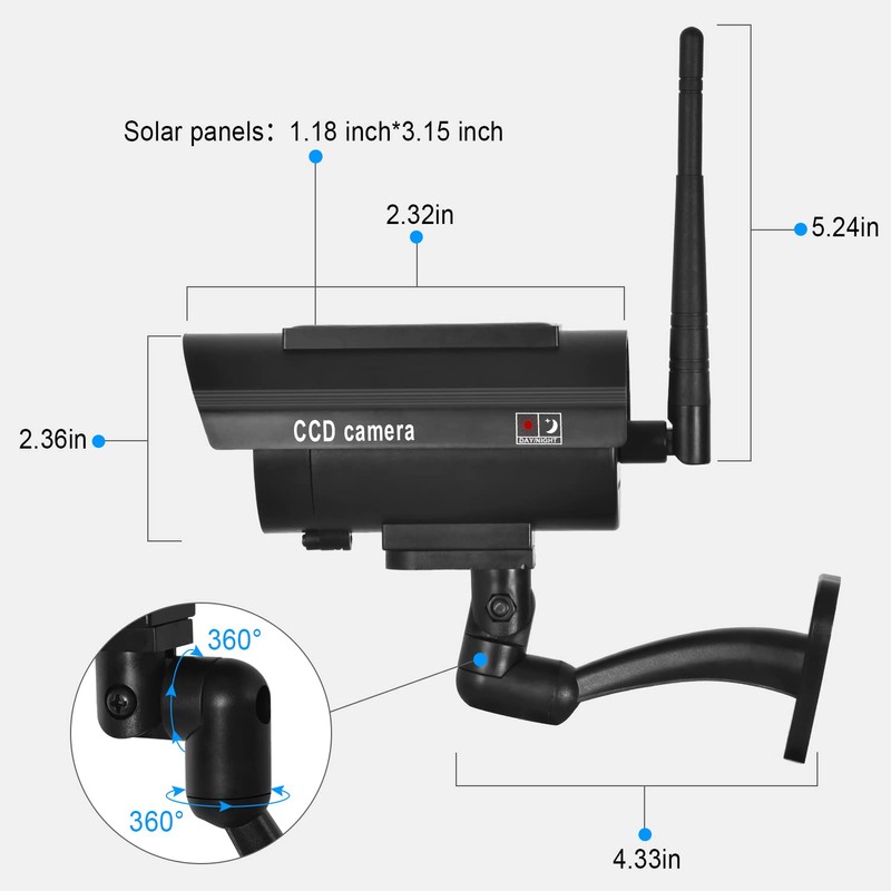 BNT Solar Powered Fake Security Camera, Bullet Dummy Security Camera