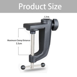 Table Clamps, C-Shaped Table Holder for Microphone, Arm Stand Mounting Accessory with an Adjustable Positioning Screw, Table Clamp Fits up to 5.5 cm Desktop Thickness, Black, 1 Piece