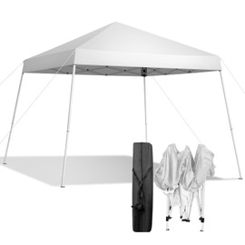 VINGLI 8x8 ft Pop Up Canopy Tent, Easy Up Outdoor Tent Canopy, Foldable Portable Canopies for Camping, Patio, Outdoor Gazebo Slant Legs, Outdoor Instant Shelter Canopies with Carry Bag
