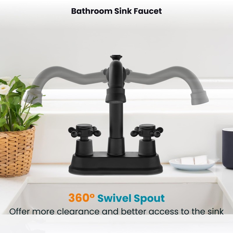 gotonovo 4 Inch Centerset Bathroom Faucet 2 Cross Handles Deck