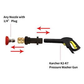Adaptador de pistola de lavado de alta presión de 1/4 pulgadas, juego de puntas de boquilla de pulverización de latón hembra conector rápido para Karcher k2 k3 k4 k5 k6 K7