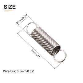 DTGN 0.5x6x25mm Extension Spring Extension Spring Compression Spring 20pcs for Home Repair Metal Silver