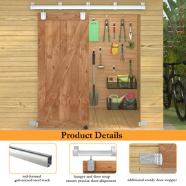 SongYung 6FT Box Rail Exterior Barn Door Hardware Kit, Sliding Heavy Duty Barn Door Track, Wall Mount Barn Door Hardware with 5 Track Brackets(Silver)