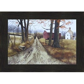 The Road Home by Billy Jacobs 16x22 Barn Country Dirt Road Farm Rural Primitive Folk Art Framed Print Picture (2" Espresso)