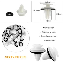 Car Trim Clips Plastic Fasteners 60 pcs, Universal Auto Panel Fixing Clips Plastic Push Rivets Car Door Retainer Mounting Clips for Car Boots Interior Doors Bumper, White Auto Parts panel clips