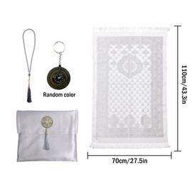 Kellegour Travel Prayer Rug Muslim,Foldable Prayer Mat for Muslims,Portable Prayer Carpet,Islam Prayer Carpet Mat,Soft Islamic Prayer Rug with Bag and Compas,Beads, Ramadan Gift (Silver Gray)