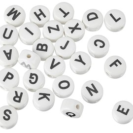 arricraft Pack of 52 Letters Ceramic Beads Flat Circular Letter Spacer Beads Handmade Letter Beads Set Used for Jewellery Making DIY Friendship Bracelet Accessories