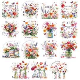 INCOK Flower DTF Transfers Ready to Press - 15 PCS Bible Verse Iron on Transfers for T-Shirt Iron on Decals Vinyl Design for Clothes Pillow Covers Hat Hoodie Bag DIY Craft Decor