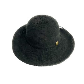 Shihreen Women's Adjustable Band One Size Fits Most Cotton Blend UV Protector Large Turn Up Brim Floppy Sun Beach Hat, Black