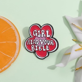 Girl Read Your Bible Enamel Pin, Christian Inspirational Metal badge Brooch for Women