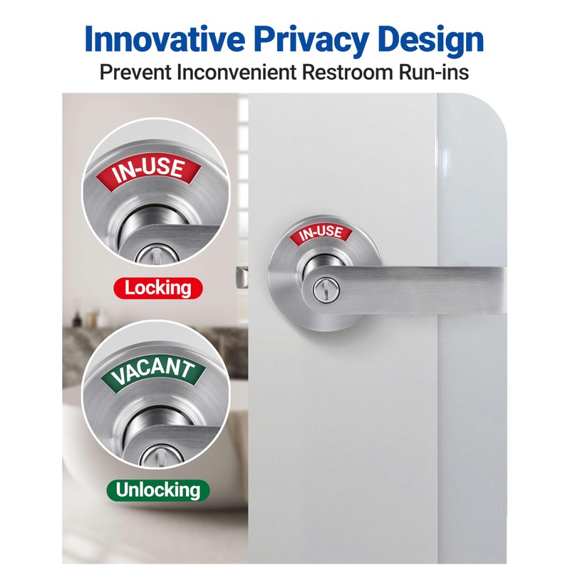Toqraft Bathroom Privacy Lever Lock with Large Vacant/Occupied Indicator (2