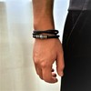 HEIX Mens Multilayer Braised Leather Bracelet Magnetic Stainless Steel Clasp