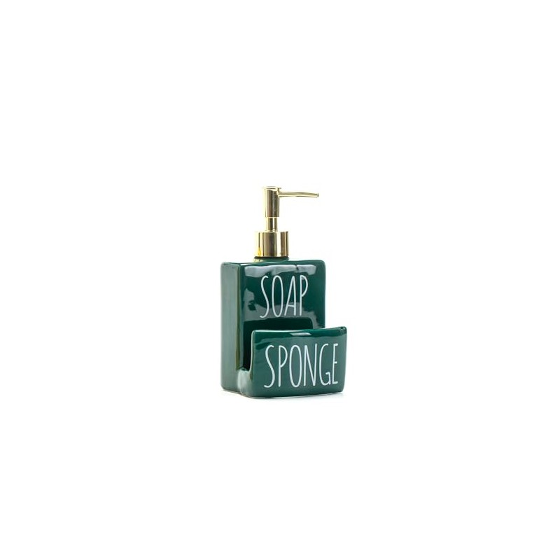 Ceramic soap Dispenser with Sponge Holder for Kitchen Sink Bathroom