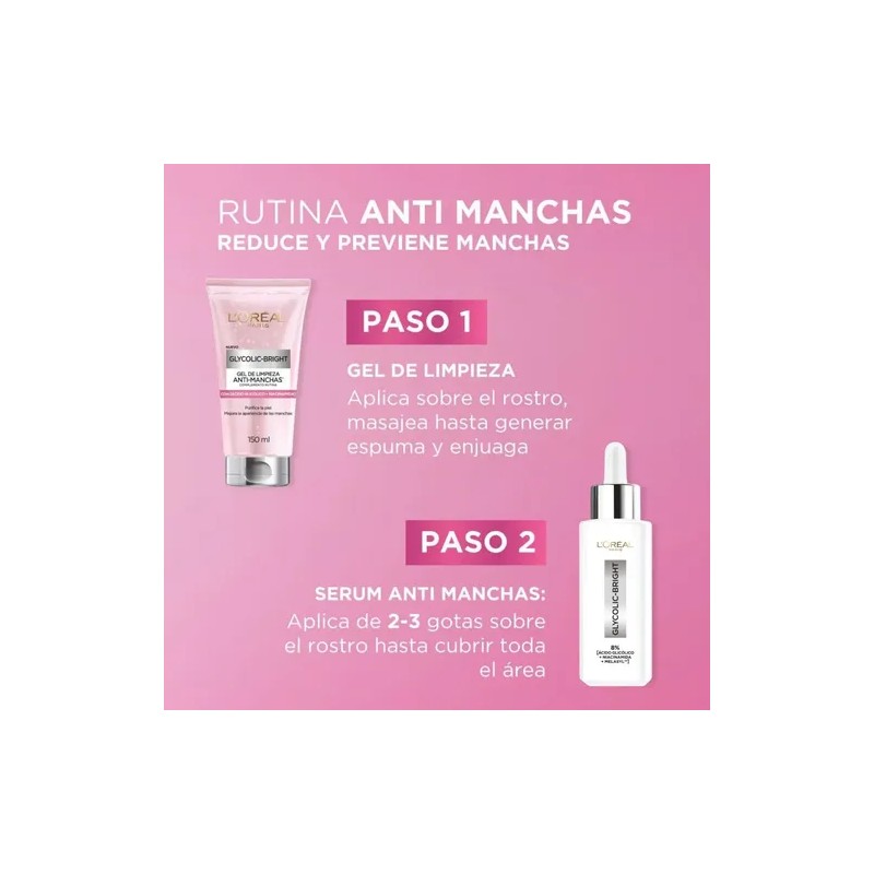 L'Oréal Paris Kit Anti-Manchas Glycolic Bright Rutina Completa con Ácido