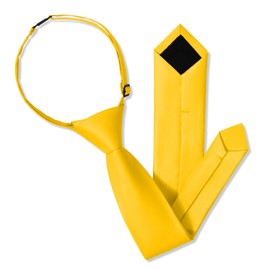 UETLRO Boys Yellow Tie Pocket Square Set Pre-tied Adjustable Kids Solid Color Necktie for Age 8-12 Years with Gift Box