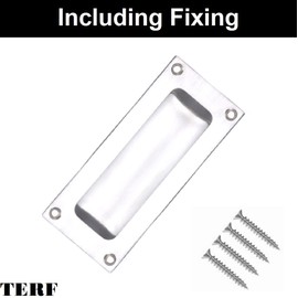 TERF® Traditional Aluminium Flush Pull Door Handle 90mm Sliding Door Flush Pull Handle with Fixing Screw - Pack of 2