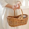 Boat basket with natural leather with nice flavor, Small Size