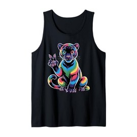 Black Panther Tie Dye Frog Peace Sign Hippie Black Panther Tank Top