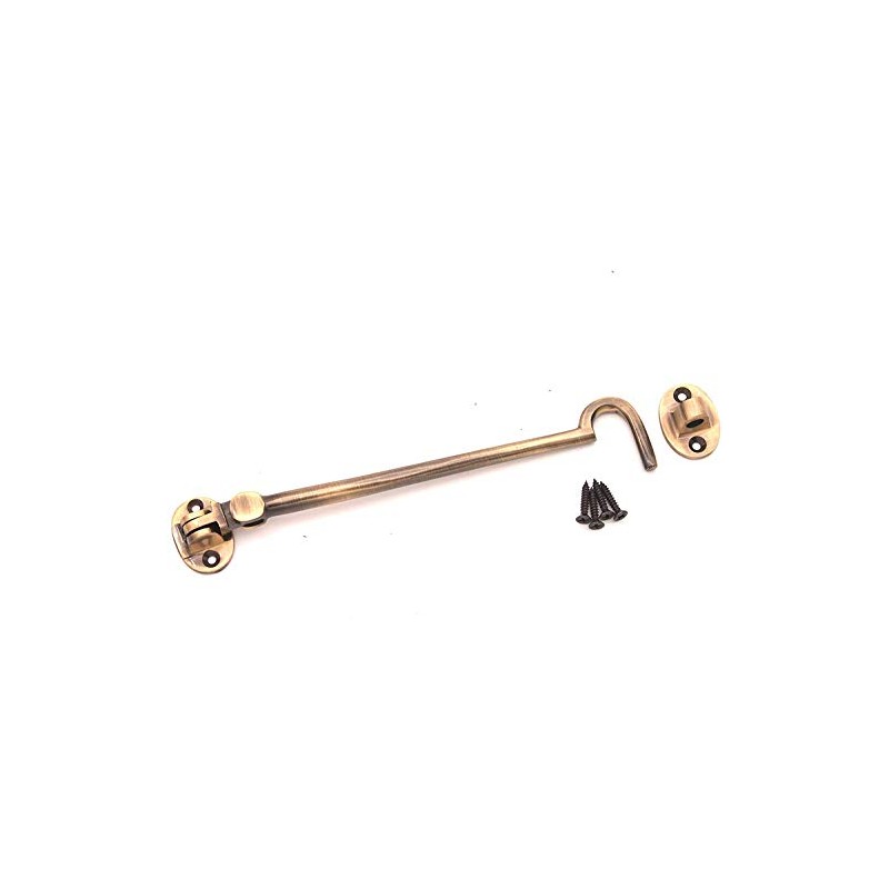 8" (200mm) Antique Heavy Duty Brass Cabin Hook & Eye